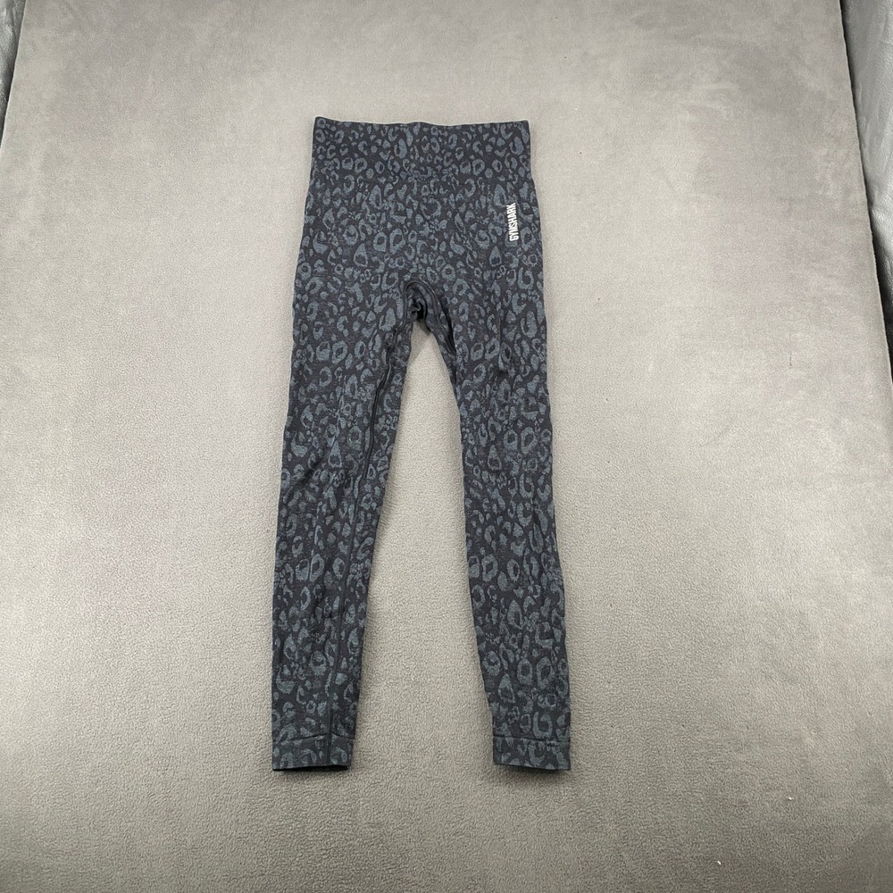 Gymshark Adapt Animal Seamless Leggings Grey Black Leopard Print Small 7431